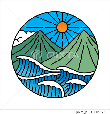 natural scenery in the frame illustration natural scenery in the frame illustration 126059738