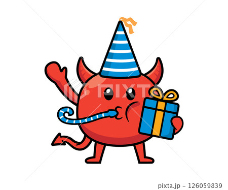 Cute devil mascot character design vector 126059839
