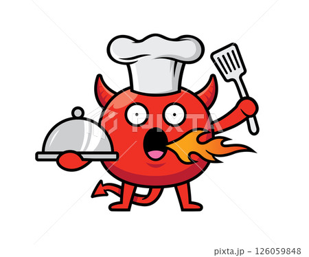 Cute devil mascot character design vector Cute devil mascot character design vector 126059848