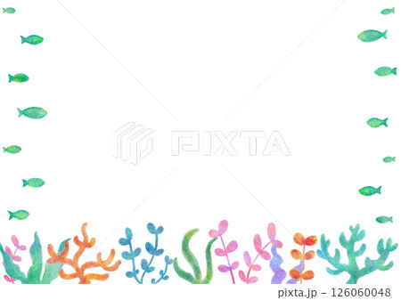 カラフル　珊瑚　海　水彩　イラスト 126060048