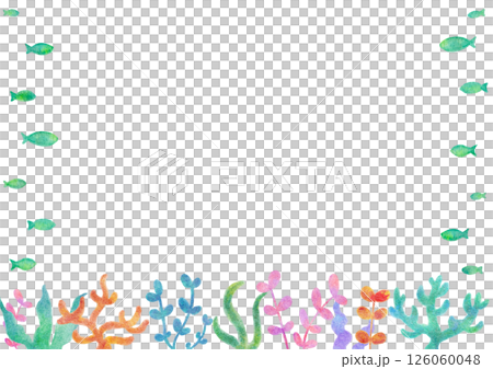 カラフル　珊瑚　海　水彩　イラスト 126060048