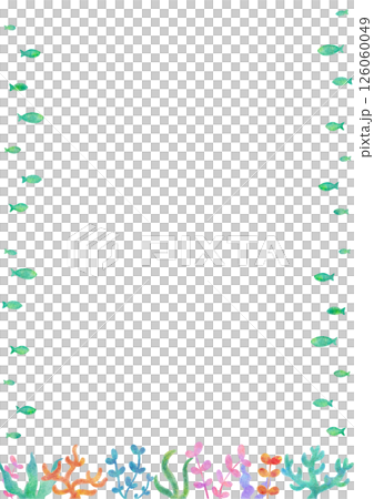 多彩的珊瑚海水彩插圖 126060049