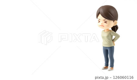 腰痛で苦しんでいる女性のイラストのフィギア 腰痛で苦しんでいる女性のイラストのフィギア 126060116