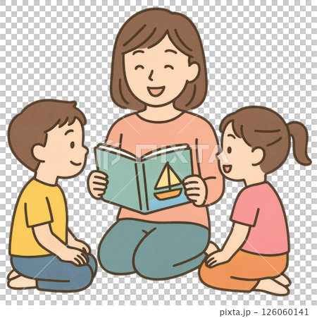 Parents and children reading picture books Parents and children reading picture books 126060141