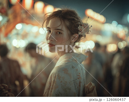 恋人との浴衣を着て夏祭りデート 恋人との浴衣を着て夏祭りデート 126060437