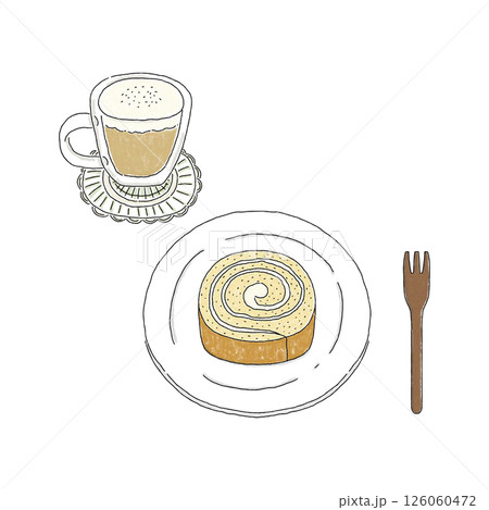 ロールケーキとコーヒー 126060472