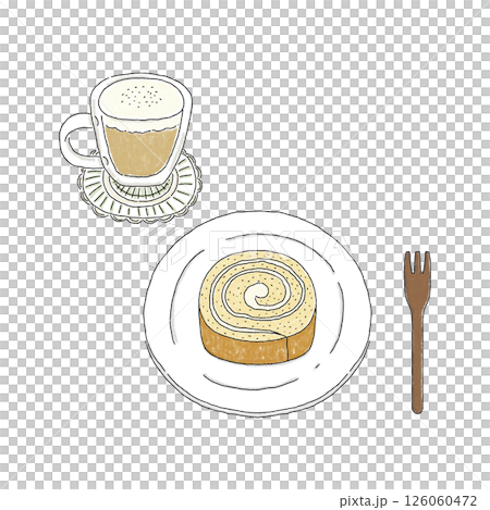 ロールケーキとコーヒー 126060472
