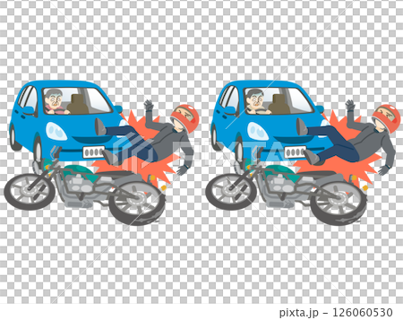 Head-on collision between elderly driver and motorcycle Motorcycle traffic accident 126060530