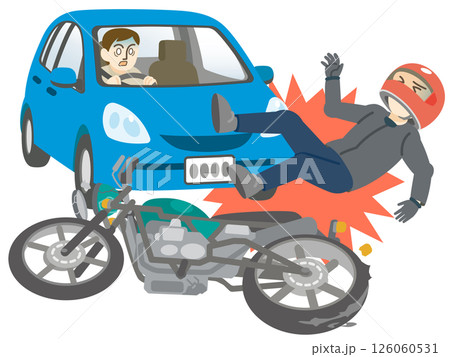 バイクと車の正面衝突 バイク交通事故 126060531