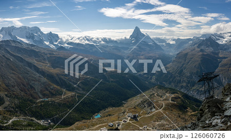 Stunning panoramic view of the Matterhorn from Blauherd, Switzerland Stunning panoramic view of the Matterhorn from Blauherd, Switzerland 126060726