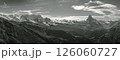 Black and white panorama of the Matterhorn from Blauherd, Switzerland 126060727