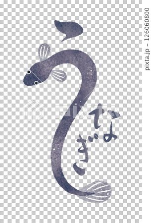 うなぎ　ウナギ　鰻　水彩イラスト　文字　筆文字　筆絵 126060800