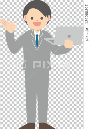 A businessman explaining with a computer 126060807