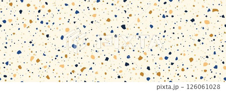 Beige Terrazzo seamless pattern. Repeating granite stone texture. Color Italian mosaic surface design for paving, floor tile swatch, decoration. Venetian marble background concept. Vector 126061028