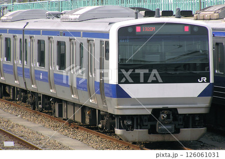 常磐線：勝田車両センターに留置中のE531系電車（登場時の姿） 126061031