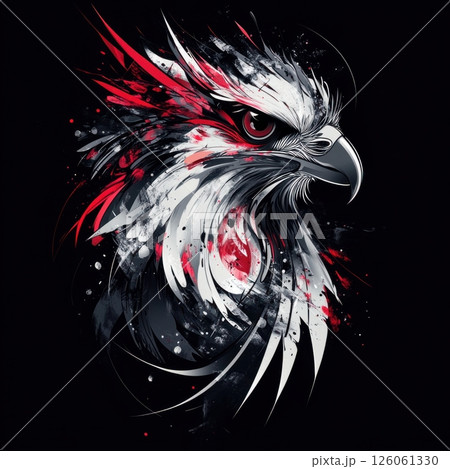 Majestic eagle emerging from abstract brushstrokes, a portrait of power and beauty 126061330