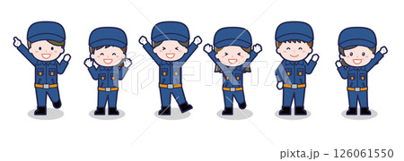 いろいろな人物セット_喜び_消防団員 126061550