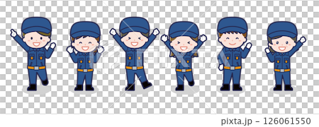 いろいろな人物セット_喜び_消防団員 126061550