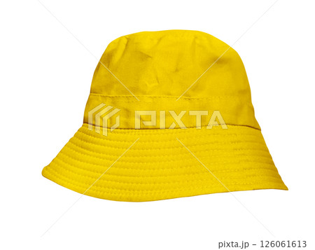 Yellow bucket hat isolated on white background. Yellow bucket hat isolated on white background. 126061613