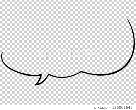 線画手書き風のシンプルな線の吹き出し　丸み左1右2　左上なし　左しっぽ 126061643