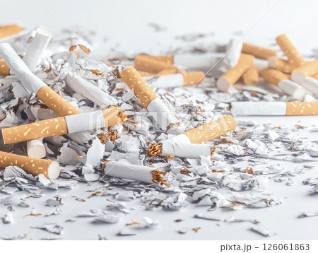 Quitting smoking, broken cigarettes symbolizing freedom from addiction 126061863