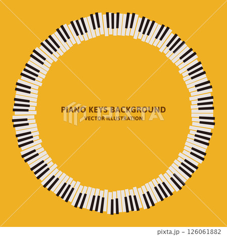 ピアノの鍵盤のレトロなデザインのベクターイラストデータ：円形のフレーム素材 126061882