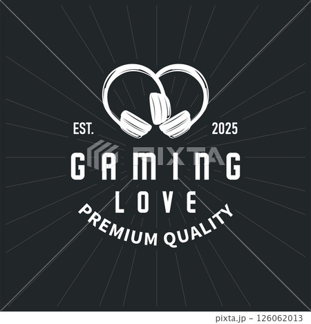modern design concept of gamer headset logo, music headset for gamers esport illustration of game product templet symbol, shop, business brand, game team, with modern minimalist silhouette 126062013