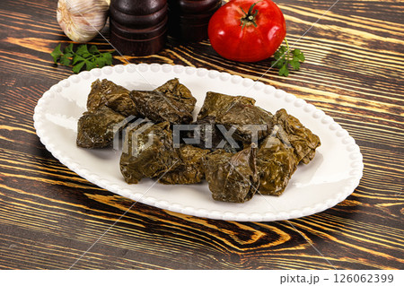Stuffed dolma - meat in grape leaves 126062399