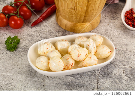Mozzarella balls cheese in the bowl Mozzarella balls cheese in the bowl 126062661