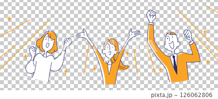 Three delighted businessmen and businesswomen 126062806