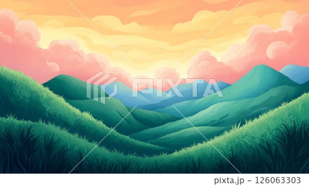 sunset over the mountains 126063303