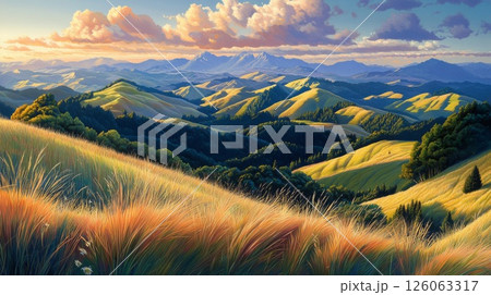 beautiful view of the mountains and the hills 126063317