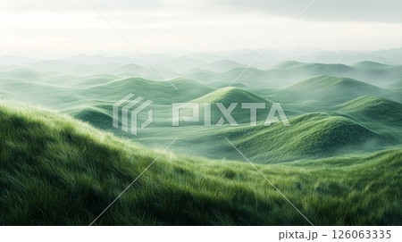 summer landscape with mountains and fog 126063335