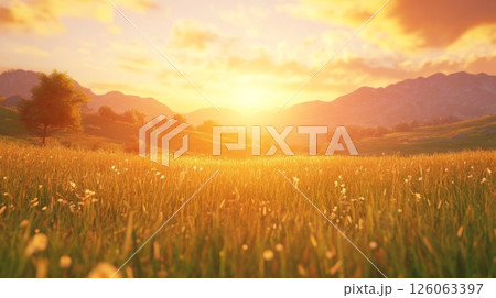rice field in the morning sun 126063397