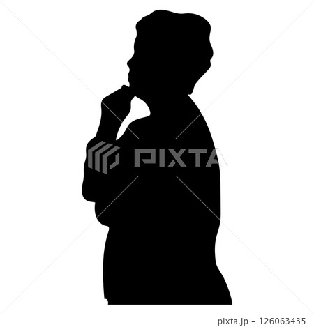 考える中年女性のシルエットイラスト 考える中年女性のシルエットイラスト 126063435