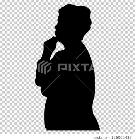 考える中年女性のシルエットイラスト 考える中年女性のシルエットイラスト 126063435