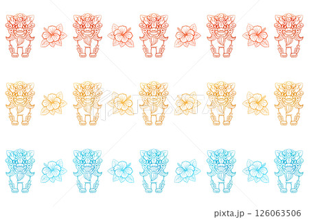 シーサーとハイビスカス 126063506