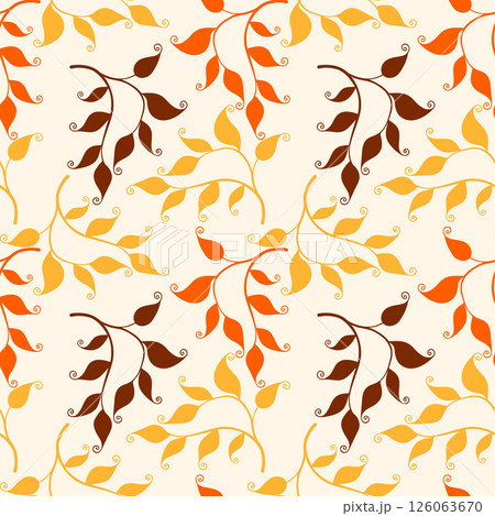 Lace autumn, pattern with bright autumn leaves, beautiful lace leaves with curls. Beauty in nature. Autumn vibe. 126063670
