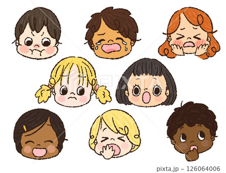 いろいろな表情の子供たち　表情セット2   手描き 126064006