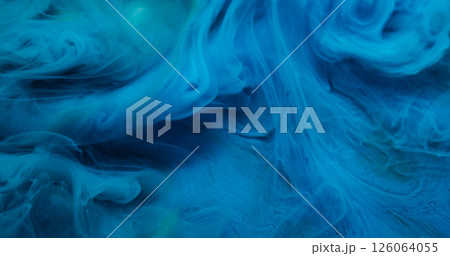 Glitter vapor. Paint water. Defocused blue purple colorful ethereal swirling splash chemical liquid floating on abstract art background. 126064055