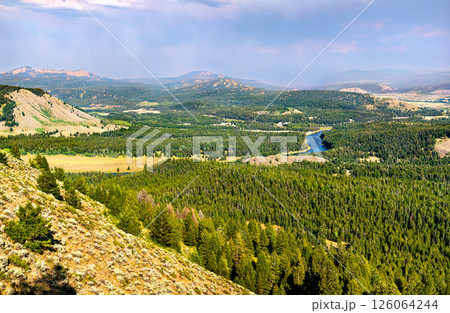View of the Snake River from Signal Mountain in Grand Teton National Park, Wyoming, United States 126064244
