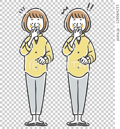 Surprised woman, whole body, vector 126064255