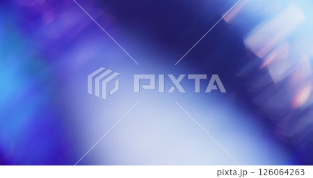 Bright glow. Defocused light. Abstract multicolored sparkling film lens flare bokeh effect overlay screen filter on blue white background. Bright glow. Defocused light. Abstract multicolored sparkling film lens flare bokeh effect overlay screen filter on blue white background. 126064263