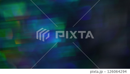Kaleidoscope reflection. Blur optical leak. Gleaming green blue color lens flare abstract modern light background. Kaleidoscope reflection. Blur optical leak. Gleaming green blue color lens flare abstract modern light background. 126064294