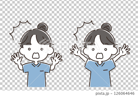 A surprised woman in scrubs A surprised woman in scrubs 126064646