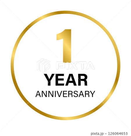 1 year anniversary gold icon vector for graphic design, logo, website, social media, mobile app, UI illustration 126064653