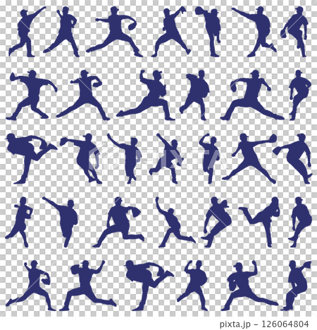 插畫素材：運動剪影集棒球 126064804