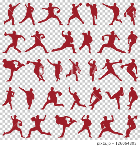 Illustration material: Sports silhouette set baseball 126064805