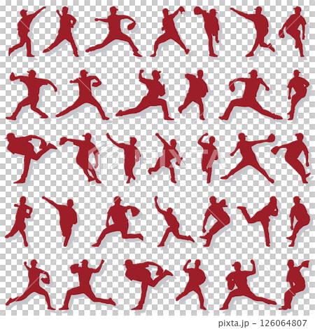 插畫素材：運動剪影集棒球 126064807