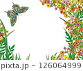 蝶と植物と花フレーム 126064999